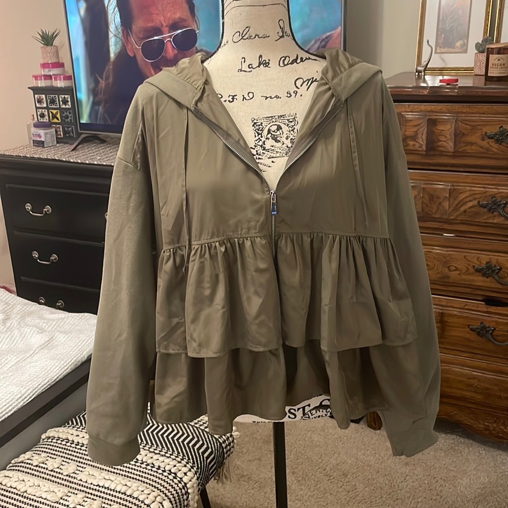 Zara satin ruffle hoodie